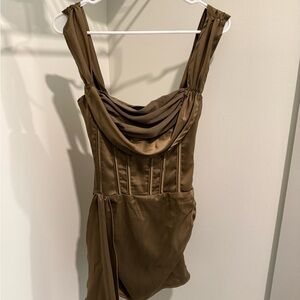 Pretty Little Thing silk bronze dress